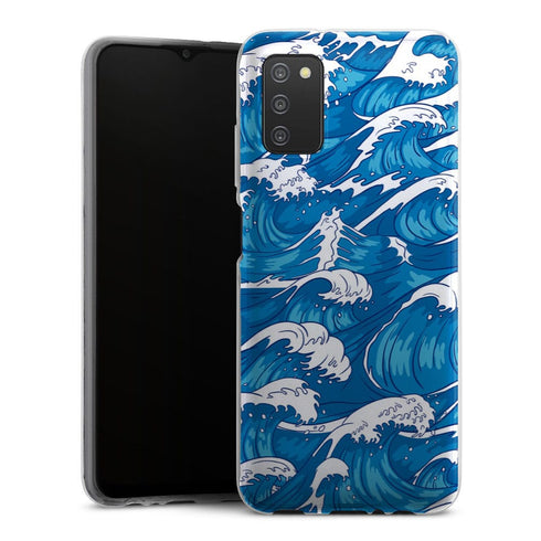 Coque Samsung Galaxy A03S Storm Waves Seamless Pattern Ocean