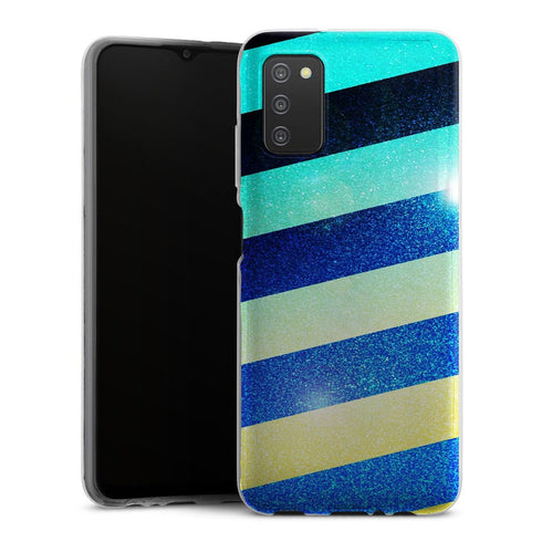 Coque Samsung A03S Striped colorful glitter