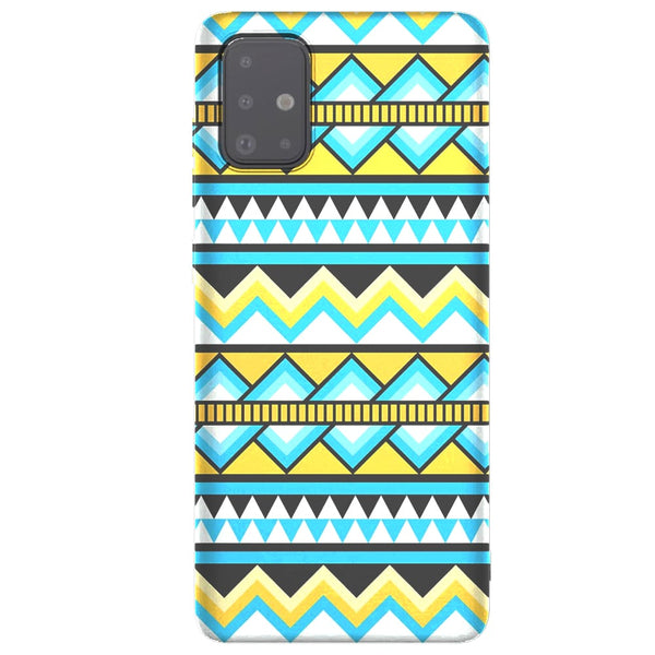 Coque Aztec Jaune Bleu Samsung A51, Tribal King