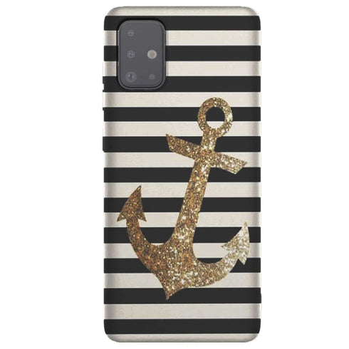 Coque gold glitter anchor in black Samsung A51