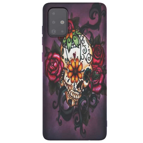 Coque skull flowers violet Samsung A51