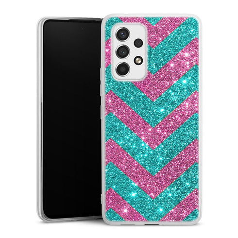 Coque pour Samsung A53 5G Chevrons Strass Violet Rose