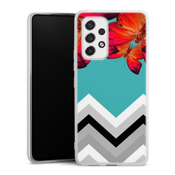 Coque pour Samsung A53 5G Papillon Aurore et Chevrons
