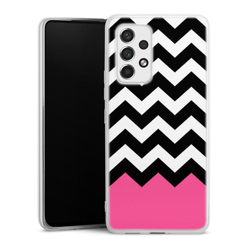 Coque pour Samsung A53 5G Chevrons Colorés Rose et Noir