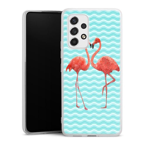 Coque pour Samsung A53 5G Flamingo love