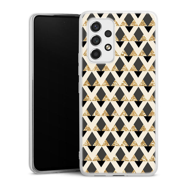 Coque pour Samsung A53 5G Glitter triangles in gold black and nude