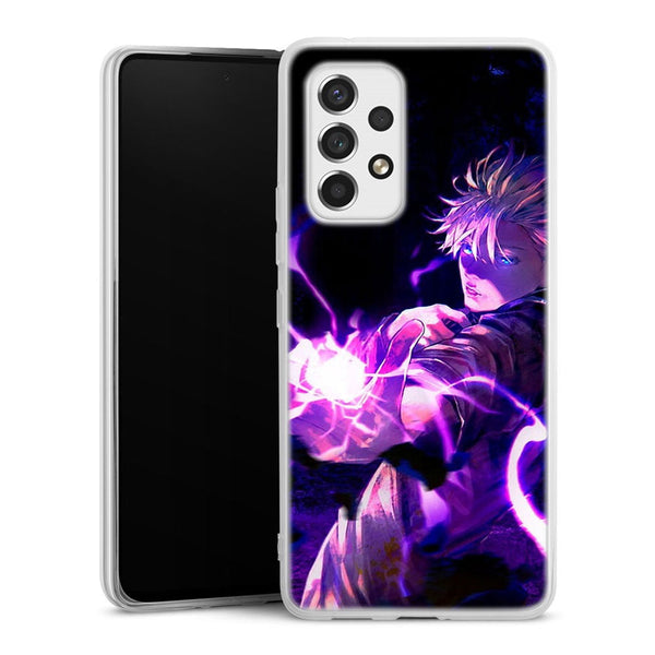 coque samsung a53 5g Gojo Satoru fond noir
