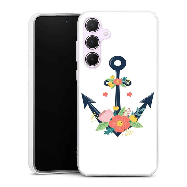 Coque Samsung A55 5G ancre florale nautique fleurs mignonnes