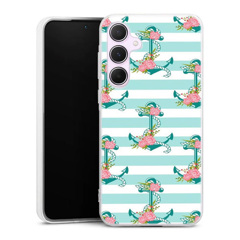 Coque Samsung A55 5G ancres et fleurs