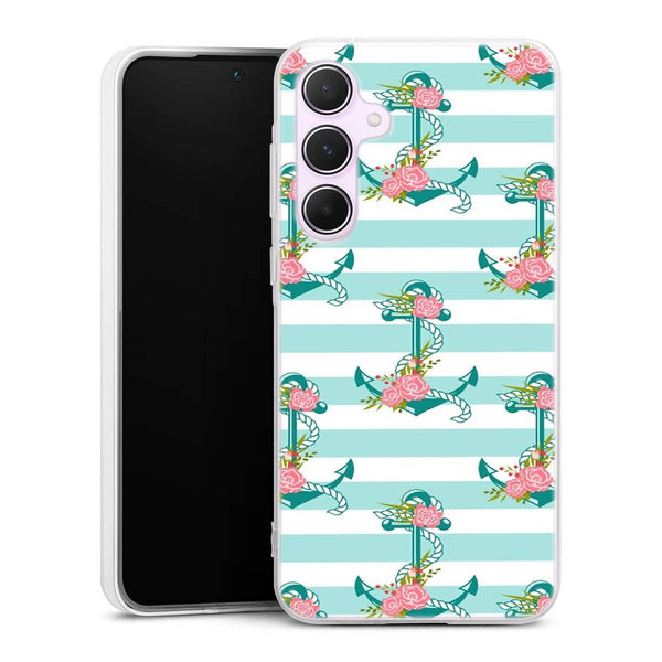 Coque Samsung A55 5G ancres et fleurs