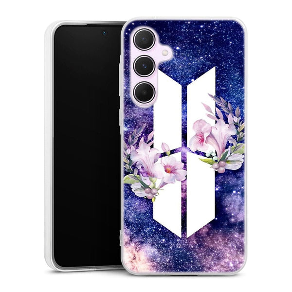 Coque Samsung A55 5G BTS Army galaxy fleurs