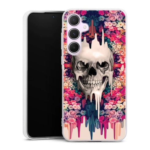 Coque Samsung A55 5G Crâne et Fleurs