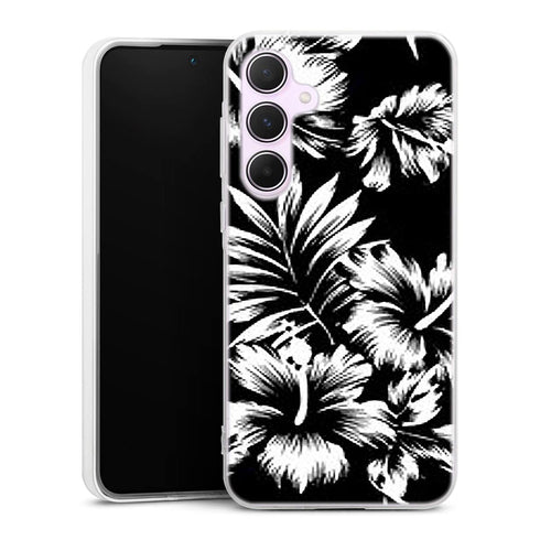 Coque pour Samsung A55 Fleurs Sauvages Noires