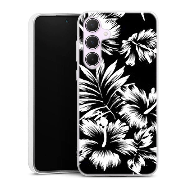 Coque pour Samsung A55 Fleurs Sauvages Noires