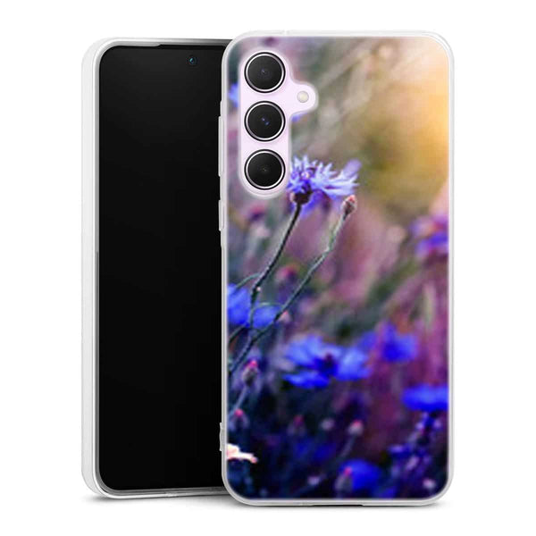 Coque Samsung A55 5G Jardin Fleuri Violet Doré