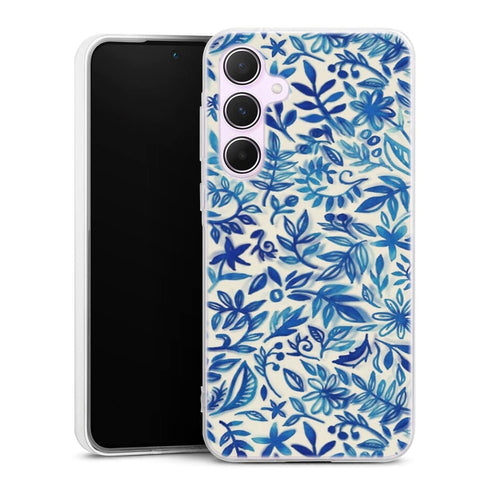 Coque Samsung A55 5G Jardin flottant motif aquarelle en bleu
