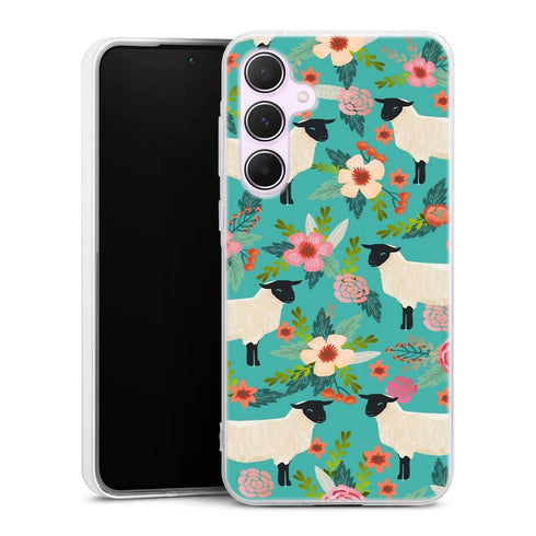 Coque Samsung A55 5G Motif Floral de sanctuaire de ferme de moutons