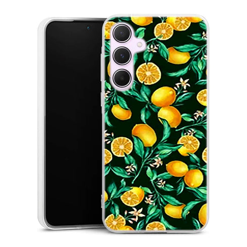 Coque Samsung A55 5G Orange sur Fond Noir