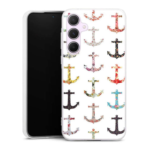 Coque Samsung A55 5G Pattern Ancre floral avec rose