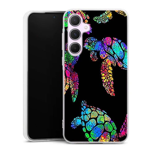 Coque Samsung A55 5G Tortue de mer avec des fleurs