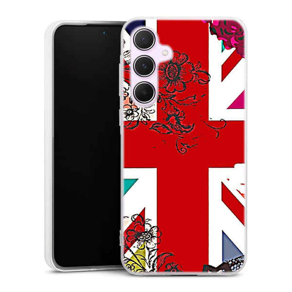 Coque pour Samsung A55 Union Jack Flowers