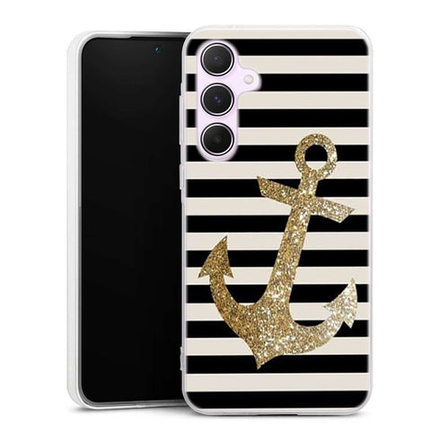 Coque Samsung A55 original Gold Glitter Anchor in black