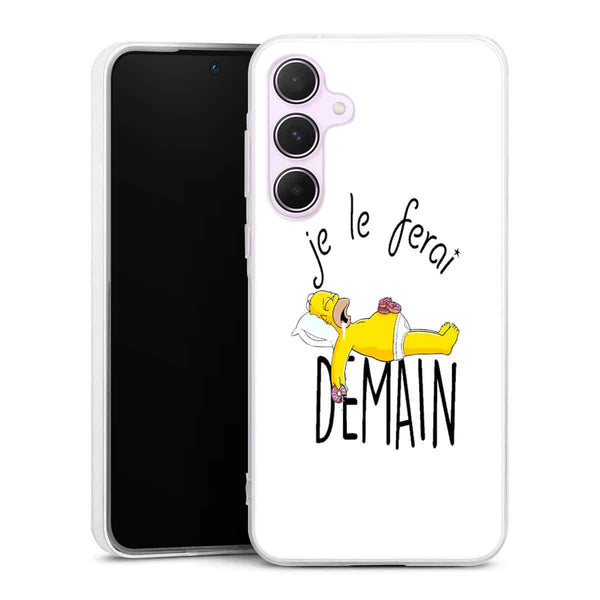 Coque portable Samsung A55 5g Je le Ferai demain Homer donuts