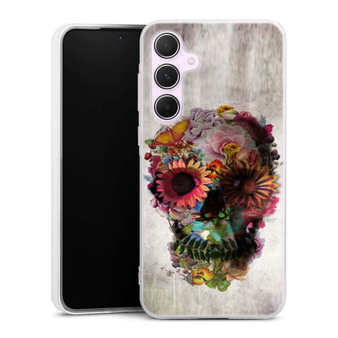 Coque pour Samsung A55 5G Skull flowers gardening