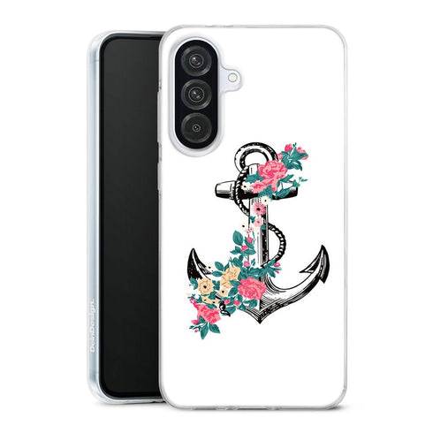 Coque Samsung Galaxy A56 5G ancre florale rose | Housse silicone, antichocs, protection optimale - Motif floral