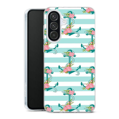 Coque Samsung Galaxy A56 5G ancres et fleurs | Housse silicone, antichocs, protection optimale - Motif floral