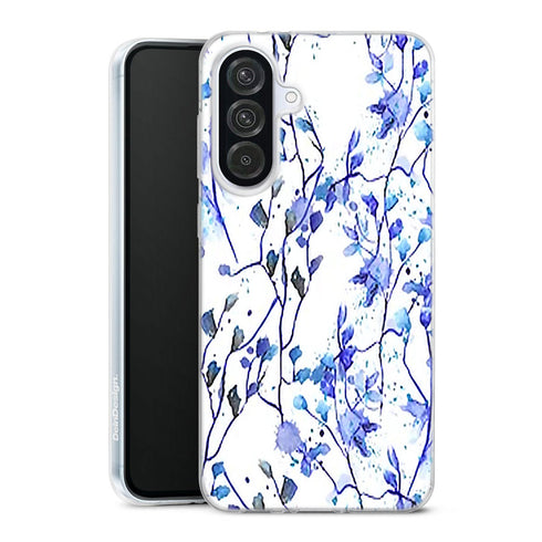 Coque Samsung Galaxy A56 5G Branches Bleues | Housse silicone, antichocs, protection optimale - Motif floral