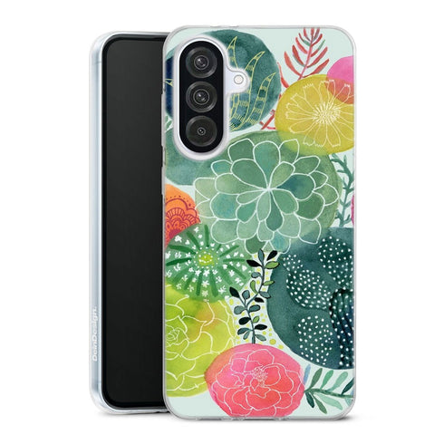Coque Samsung Galaxy A56 5G Cercles Succulents | Housse silicone, antichocs, protection optimale - Motif floral