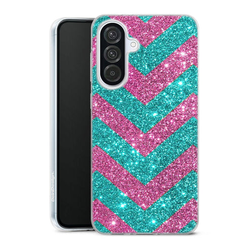 Coque pour Samsung A56 5G Chevrons Strass Violet Rose