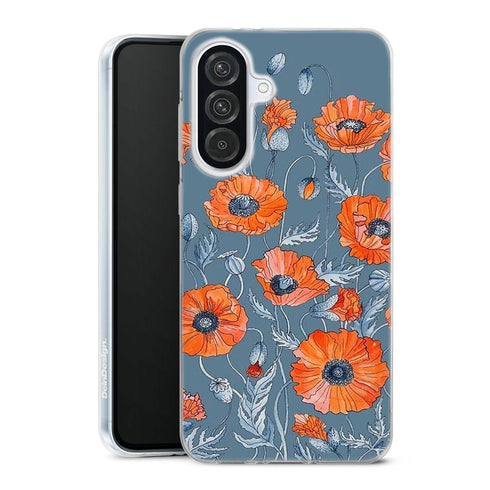 Coque Samsung Galaxy A56 5G Coquelicots floral botanical art | Housse silicone, antichocs, protection optimale - Motif floral Rouge