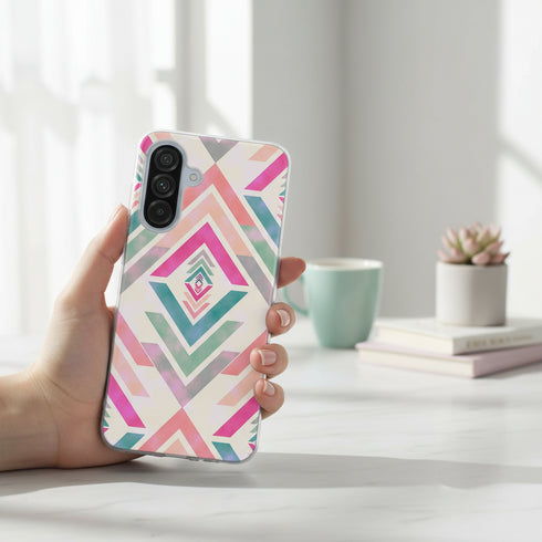 coque téléphone antichoc pas chère souple, motif aesthetic Diamands azteque pour Samsung a56 5g