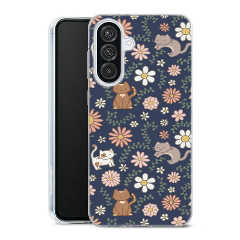 Coque Samsung Galaxy A56 5G Floral meower marine | Housse silicone, antichocs, protection optimale - Motif floral