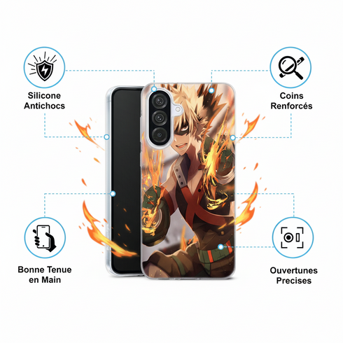 protection silicone renforcé pour smartphone samsung A56 5G Katsuki, collection Manga
