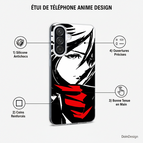 protection renforcée pour Samsung a56 style Manga pour les garçons fans d'animé Japonais