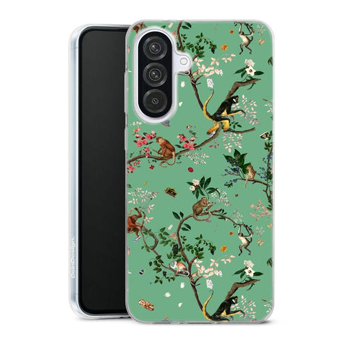 Coque Samsung Galaxy A56 5G Monde des singes vert | Housse silicone, antichocs, protection optimale - Motif floral