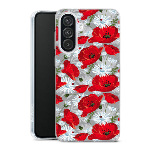 Coque Samsung Galaxy A56 5G Motif de fleur rouge | Housse silicone, antichocs, protection optimale - Motif floral