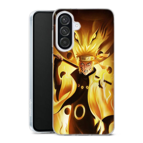 coque samsung A56 5G Naruto Chakra Kyubi, conçue en gel Tpu anti-chocs de la collection a 56 naruto shippuden, couleur jaune dominante, pour offrir à un anniversaire d'ado