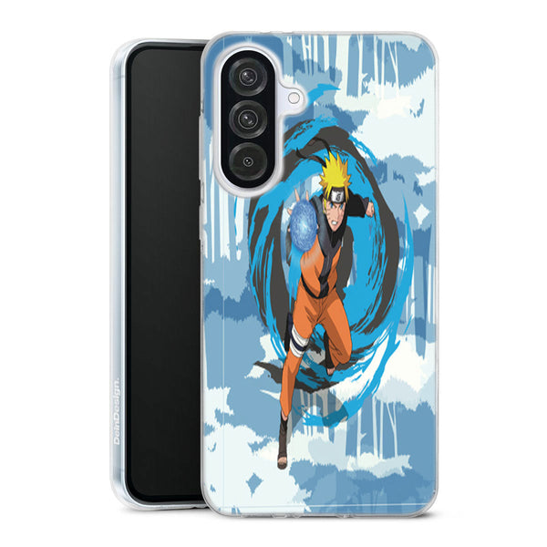 coque samsung A56 5G Naruto Rasengan, combat Manga, couleur bleu dominante, idee cadeau pour les fans de personnages shippuden