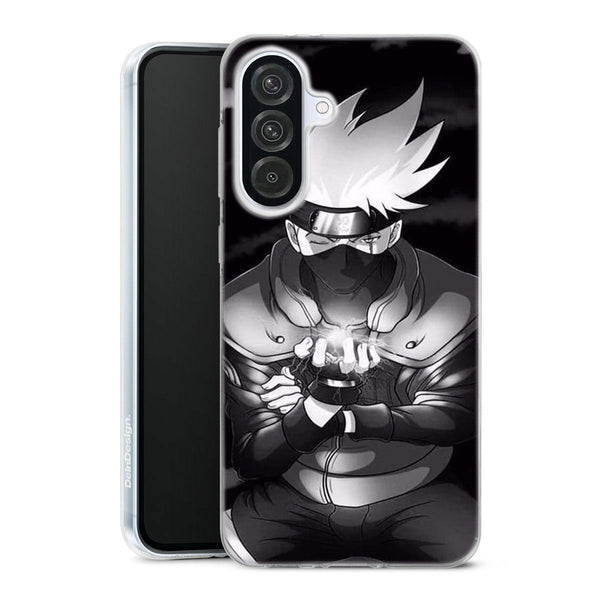 coque samsung A56 5G Naruto Shikamaru Pouvoir Des Ombres, protection silicone style Manga Ninja en noir et blanc, épouse les contours du smartphone a 56, une idée cadeau pour ado 17 ans