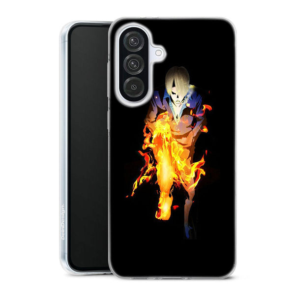 coque samsung A56 5G One Piece Sanji Jambe En Feu, housse antichocs en silicone renforcé pour les fans de Manga One Piece Luffy