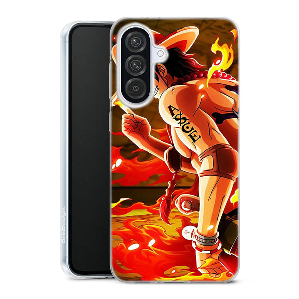 coque samsung A56 5G One piece ace, personnage manga stylé imprimé sur une housse silicone tpu antichocs pour votre smartphone
