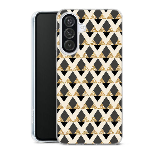 Coque pour Samsung A56 5G Glitter triangles in gold black and nude