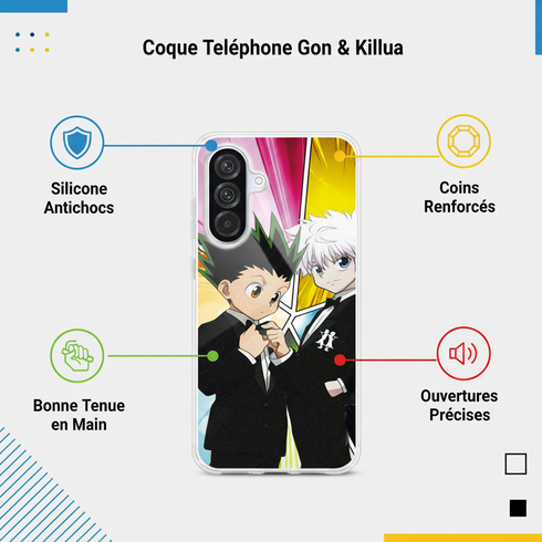 Housse en silicone samsung A56 5G killua gon Hisoka, style personnages Manga Hunter X Hunter