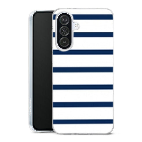 Coque pour Samsung A56 5G Bandes Mariniere Noires Blanches
