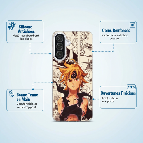 idée cadeau ado coque samsung A56 5G Meliodas the Demon, personnalisée en HD, livraison en 48h
