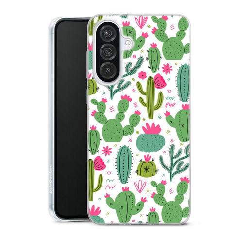 Coque Samsung Galaxy A56 5G Minimalist pattern With Cactus Plants | Housse silicone, antichocs, protection optimale - Motif floral